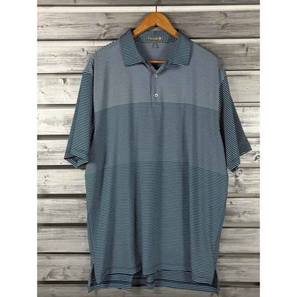Peter Millar Summer Comfort Polo Shirt Mens XL Green Striped Short Sleeve Golf - Picture 1 of 6